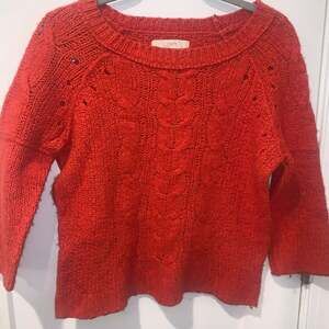 Ann Taylor LOFT Orange Ribbed‎ Cable Knit Sweater